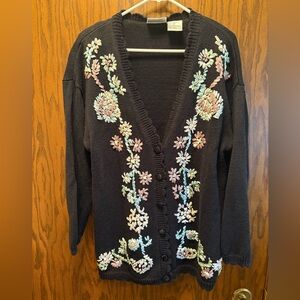 Vintage Women's Ribbon Embroidered Cardigan